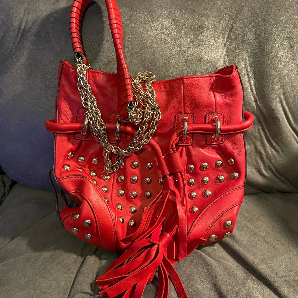Hype Studded Red Leather Purse
